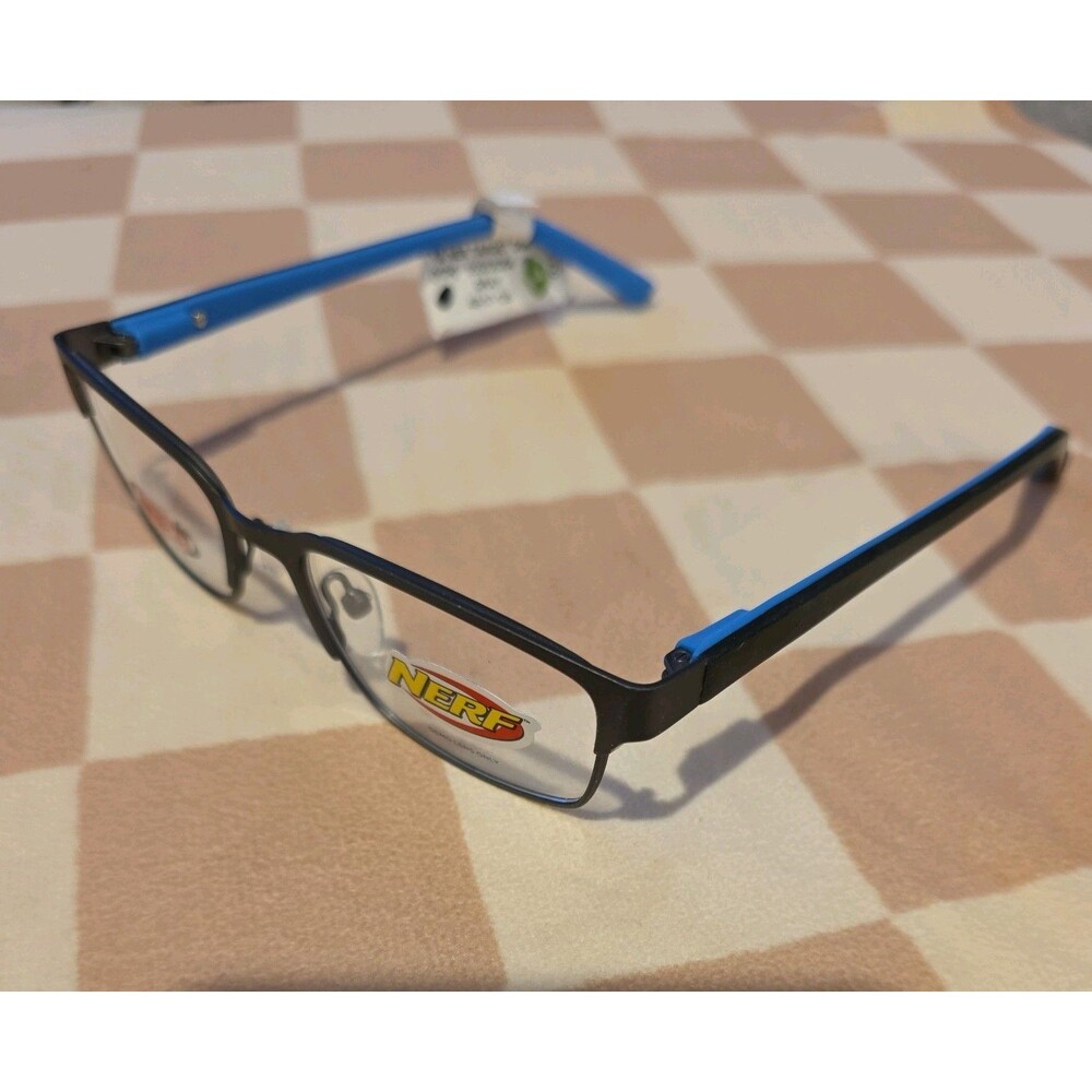 NEW Nerf Kids Eyeglasses Target Gun Gunmetal Gray Black Blue 49-17-135 Youth JR